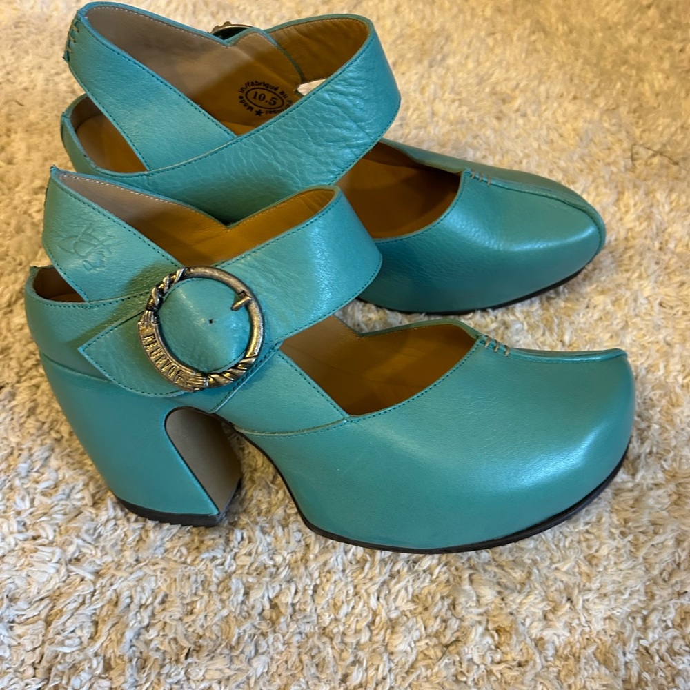 Fluevog Mary Jane’s guide prospect shoes rare turquoise sz 10.5